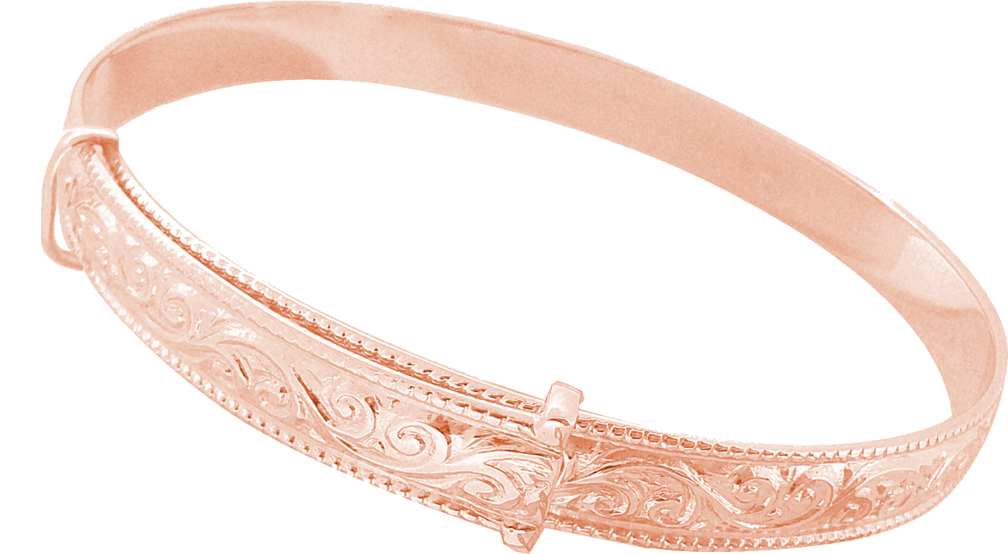 Expanding Filigree Embossed 5mm Bangle In 9ct Rose - Bangle (1515x2048), Png Download