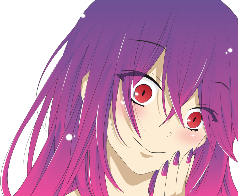 Download Anime Smile Png - Insane Anime Girl With Purple Hair PNG Image  with No Background 