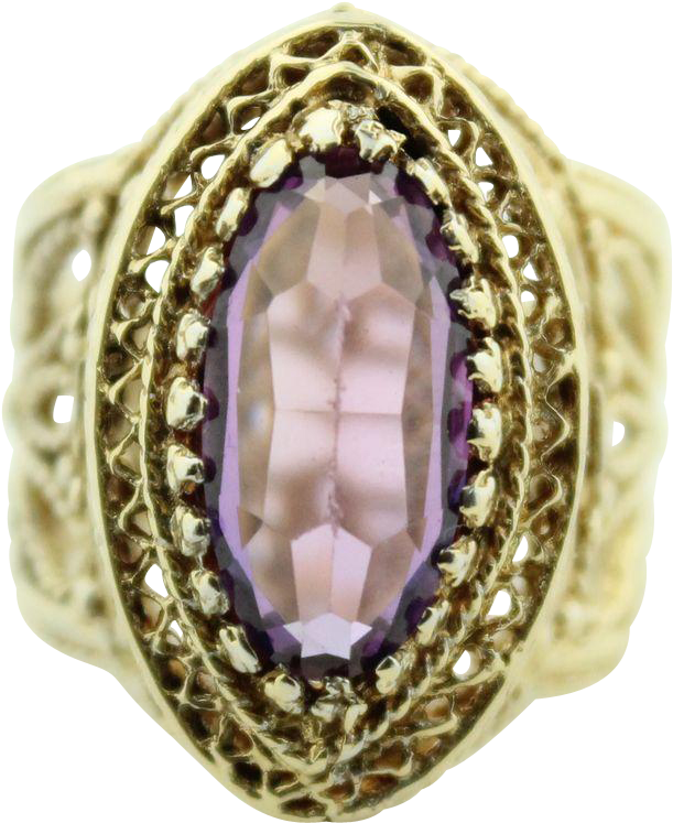 Handmade 14 Karat Yellow Gold Filigree Gorgeous Large - Engagement Ring (746x746), Png Download