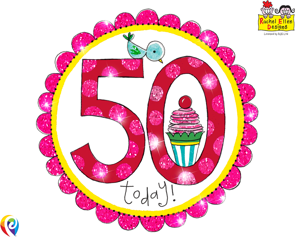 12cm Rachel Ellen Age 50/50th Birthday Pink Badge - Circle (1000x800), Png Download