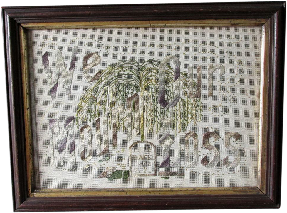C1870s Victorian Mourning Motto Sampler With Weeping - Picture Frame (975x975), Png Download