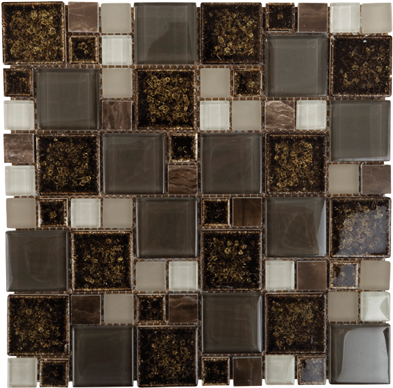 Glass Tile Spanish Moss Crackle - Tile (600x593), Png Download