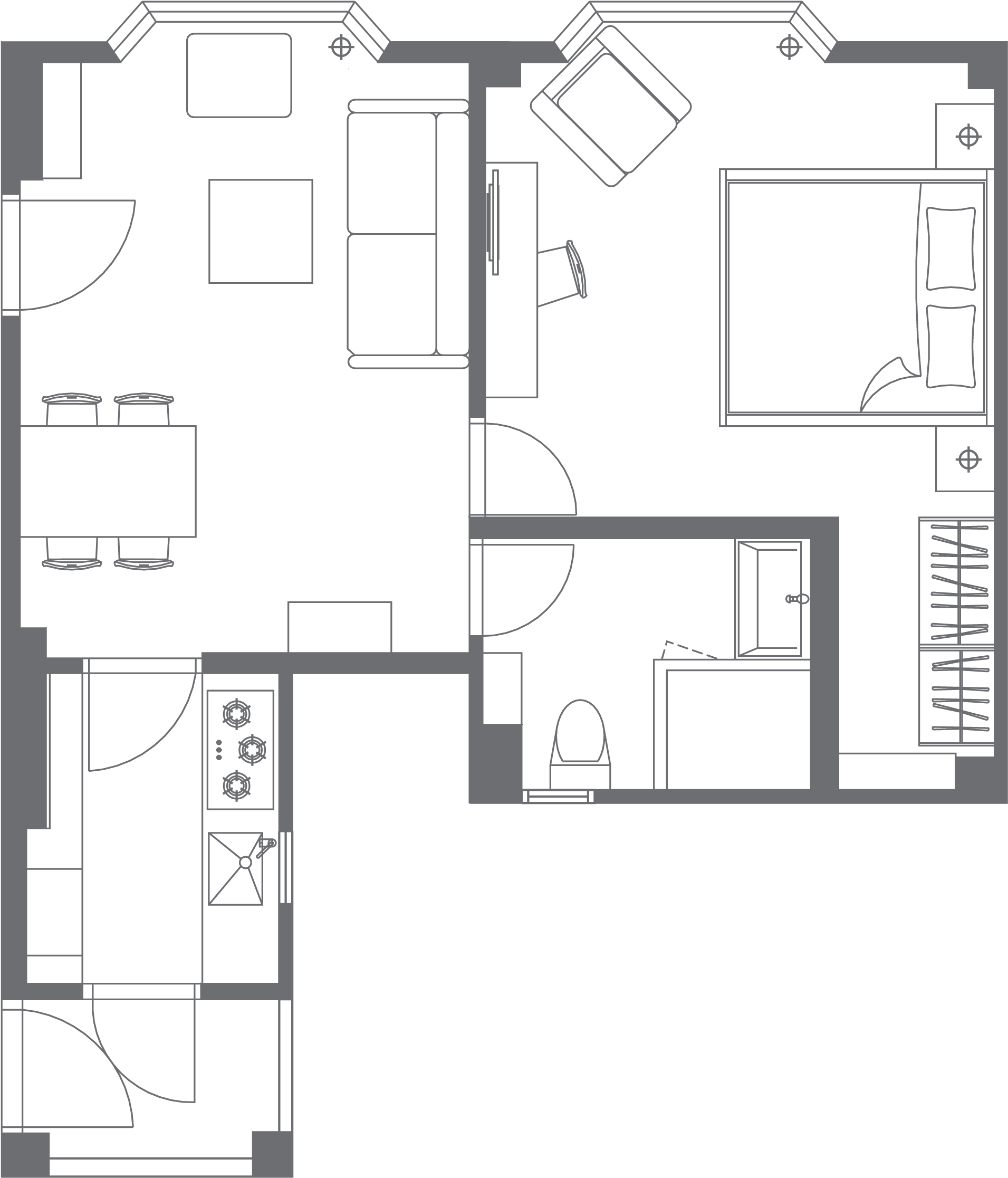 Close - Hk Apartment Floor Plan (2076x2348), Png Download