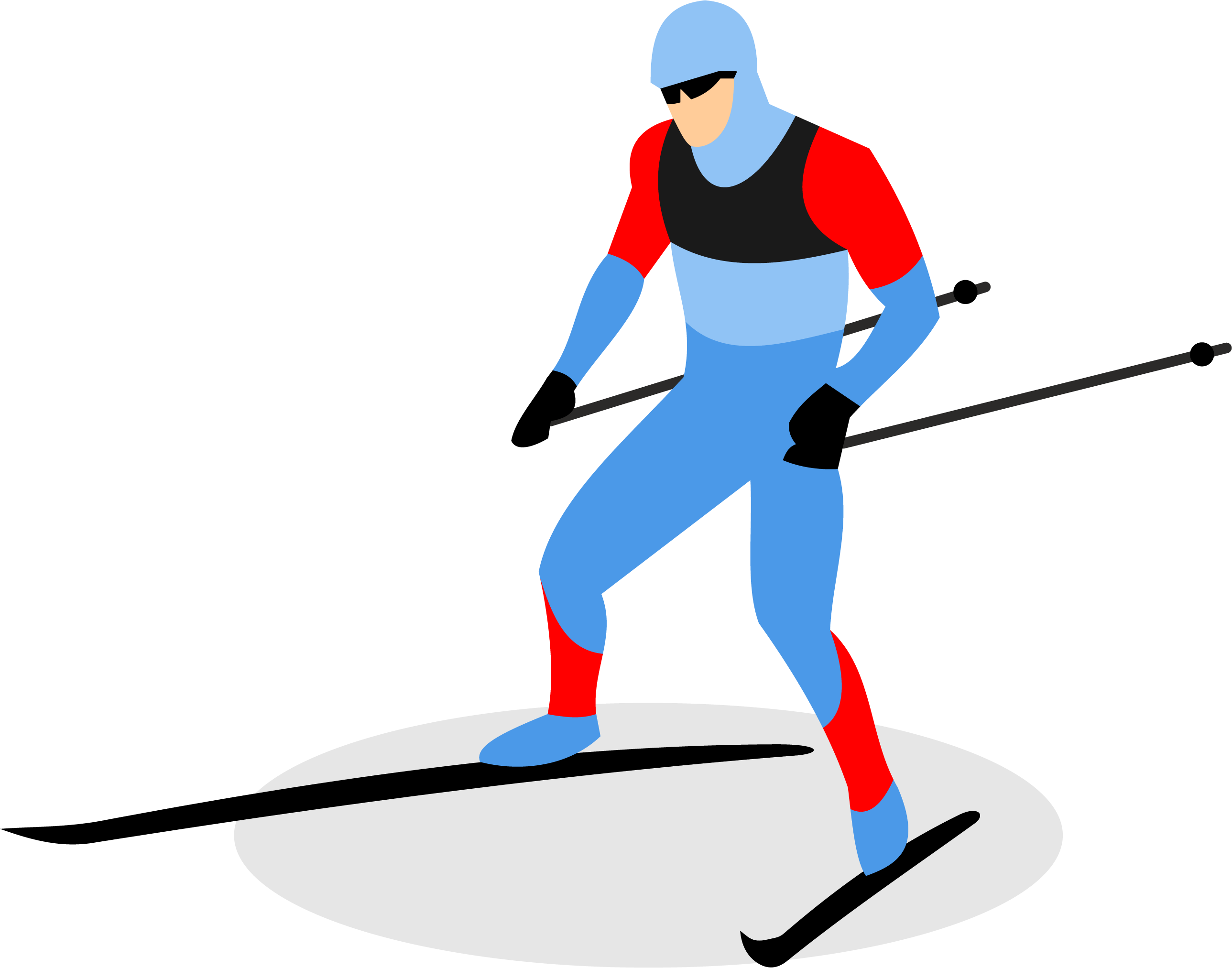 Skier Clipart Skiing Person - Cross Country Skier Cartoon (1288x1012), Png Download