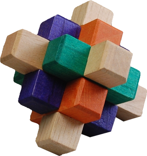 Kumiki Puzzle - 9 Piece - Wooden Block (640x640), Png Download
