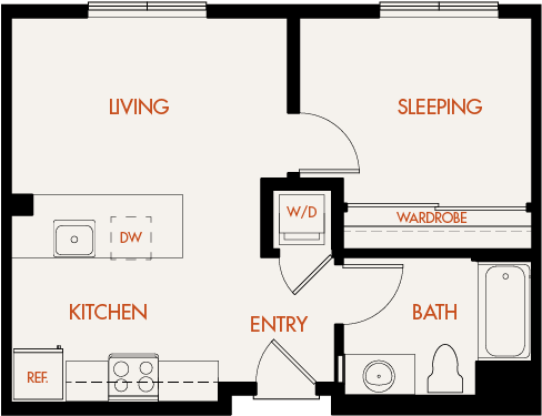 Aamethyst - Design For A 1 Bedroom Flat (618x510), Png Download