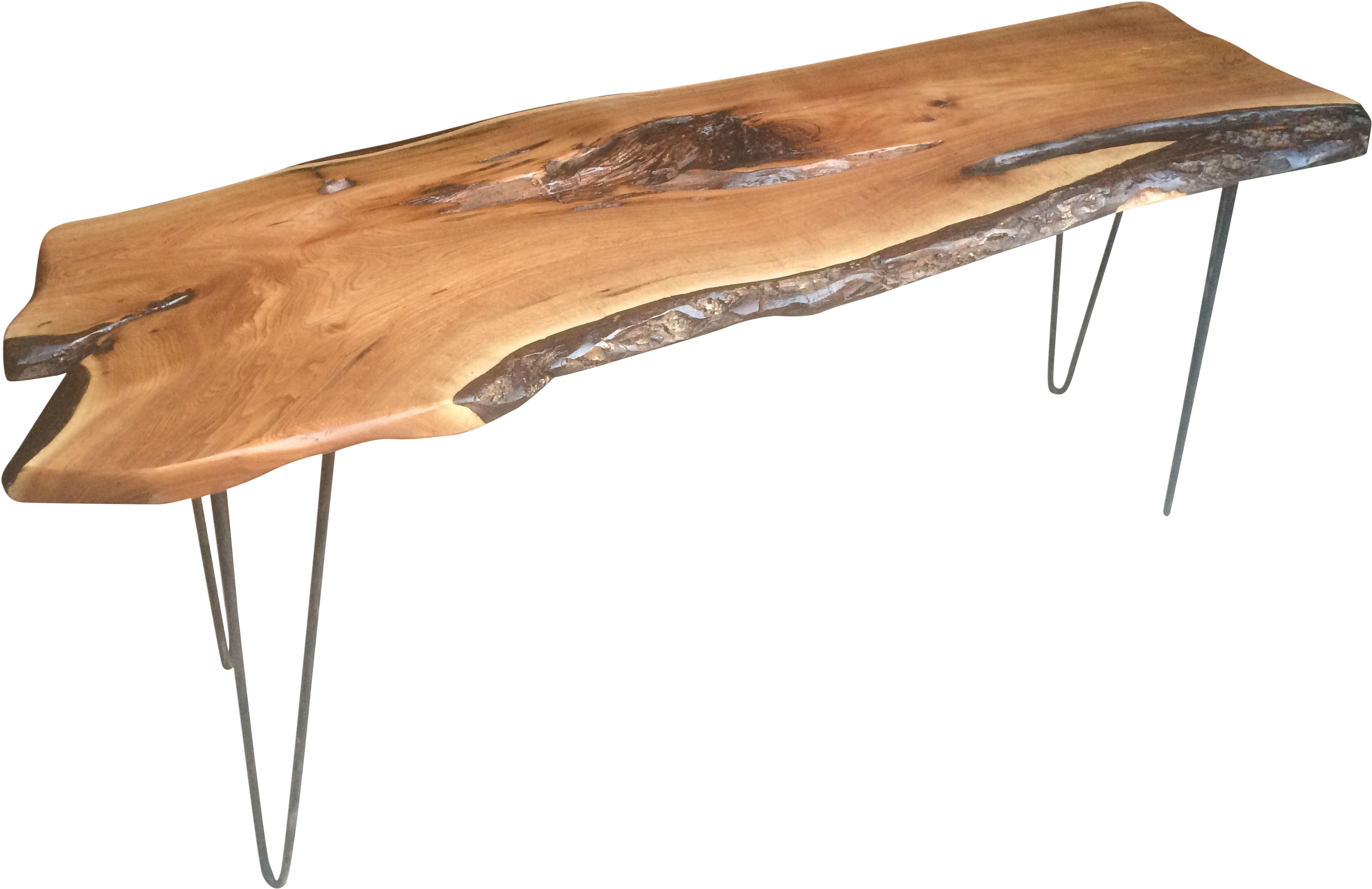 Large Handmade Butternut Wood Live Edge Slab Table - Bench (3264x2448), Png Download