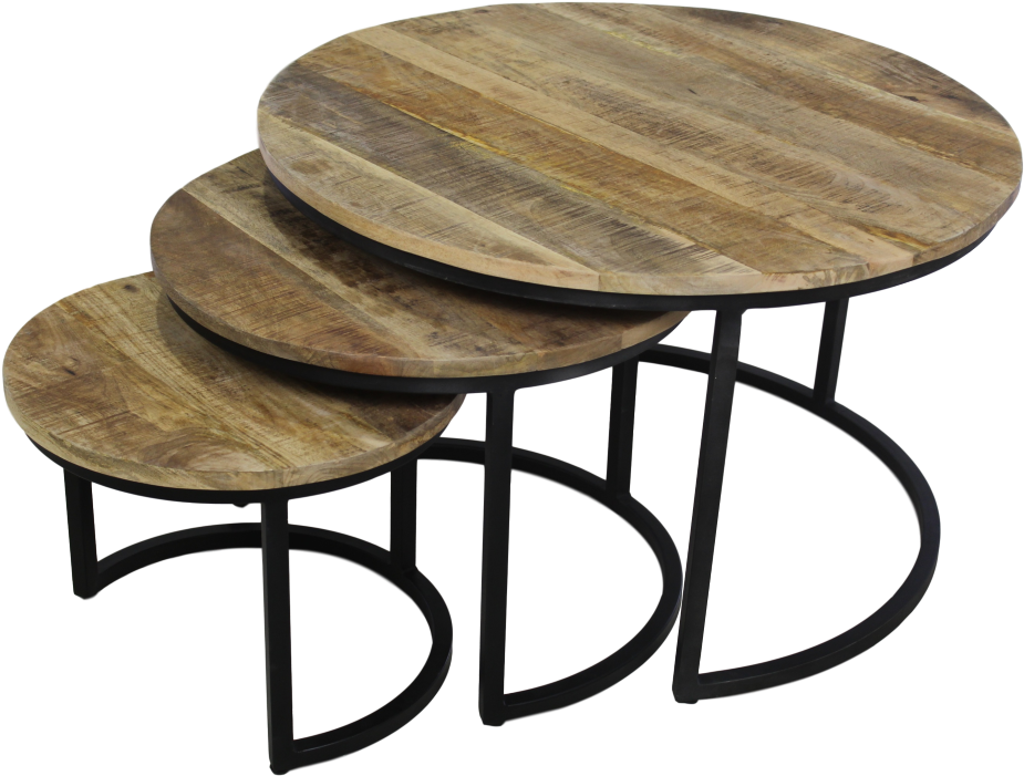 3 Piece Coffee Table Set District - Hsm Collection Salontafels (1014x768), Png Download