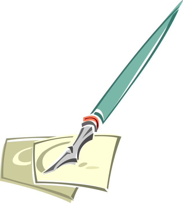 Vector Illustration Of Fountain Pen Writing Instrument - Cold Weapon (633x700), Png Download