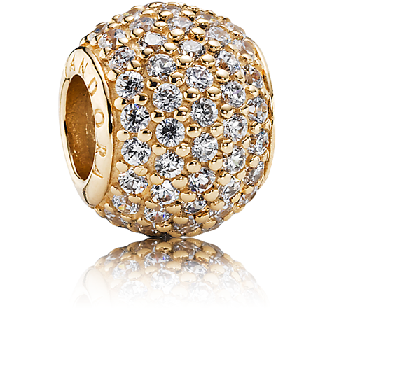Pandora Gold Pave Charm (1000x1000), Png Download