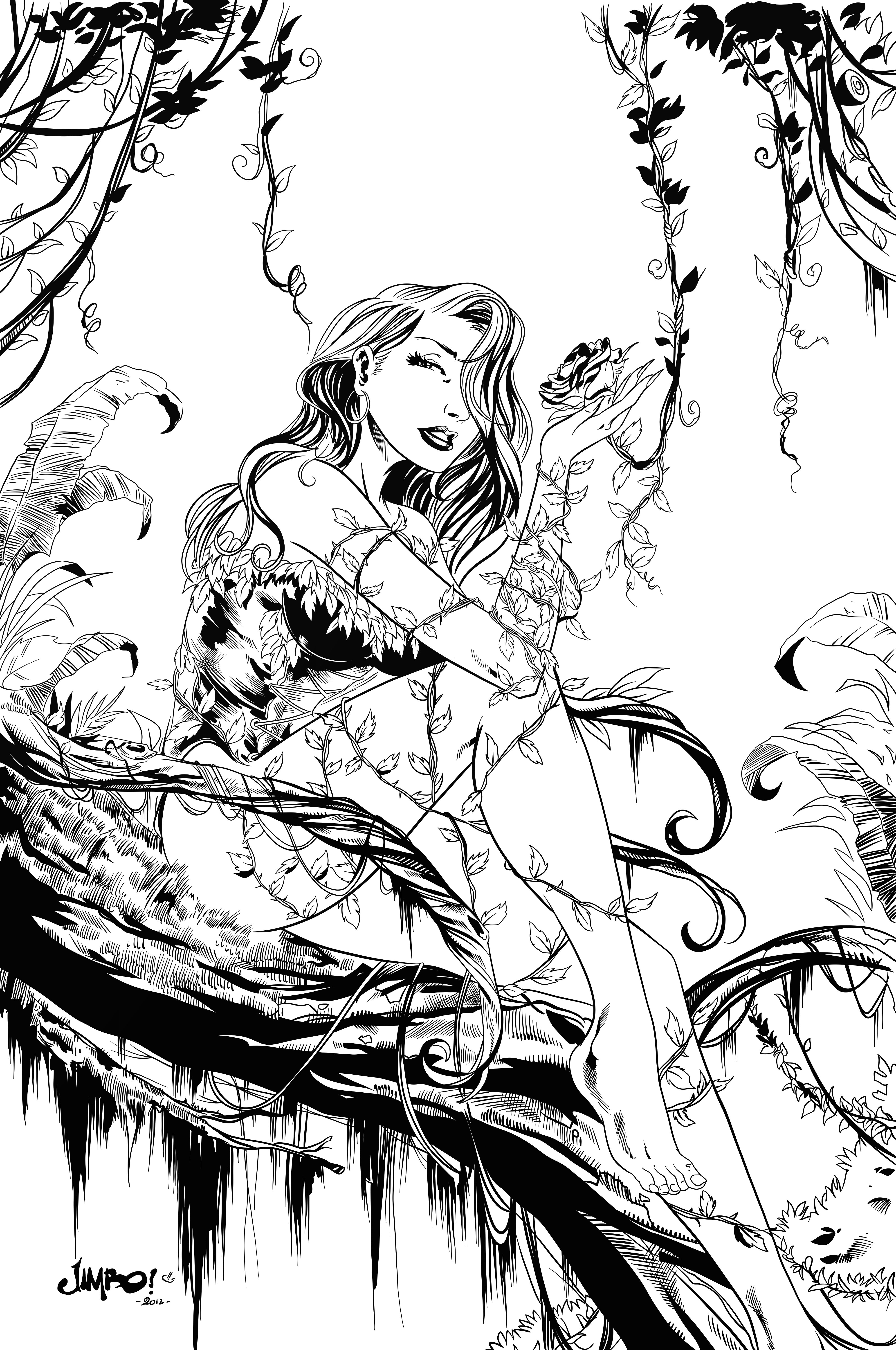 Drawn Ivy Woman - Poison Ivy To Colour (3983x6000), Png Download