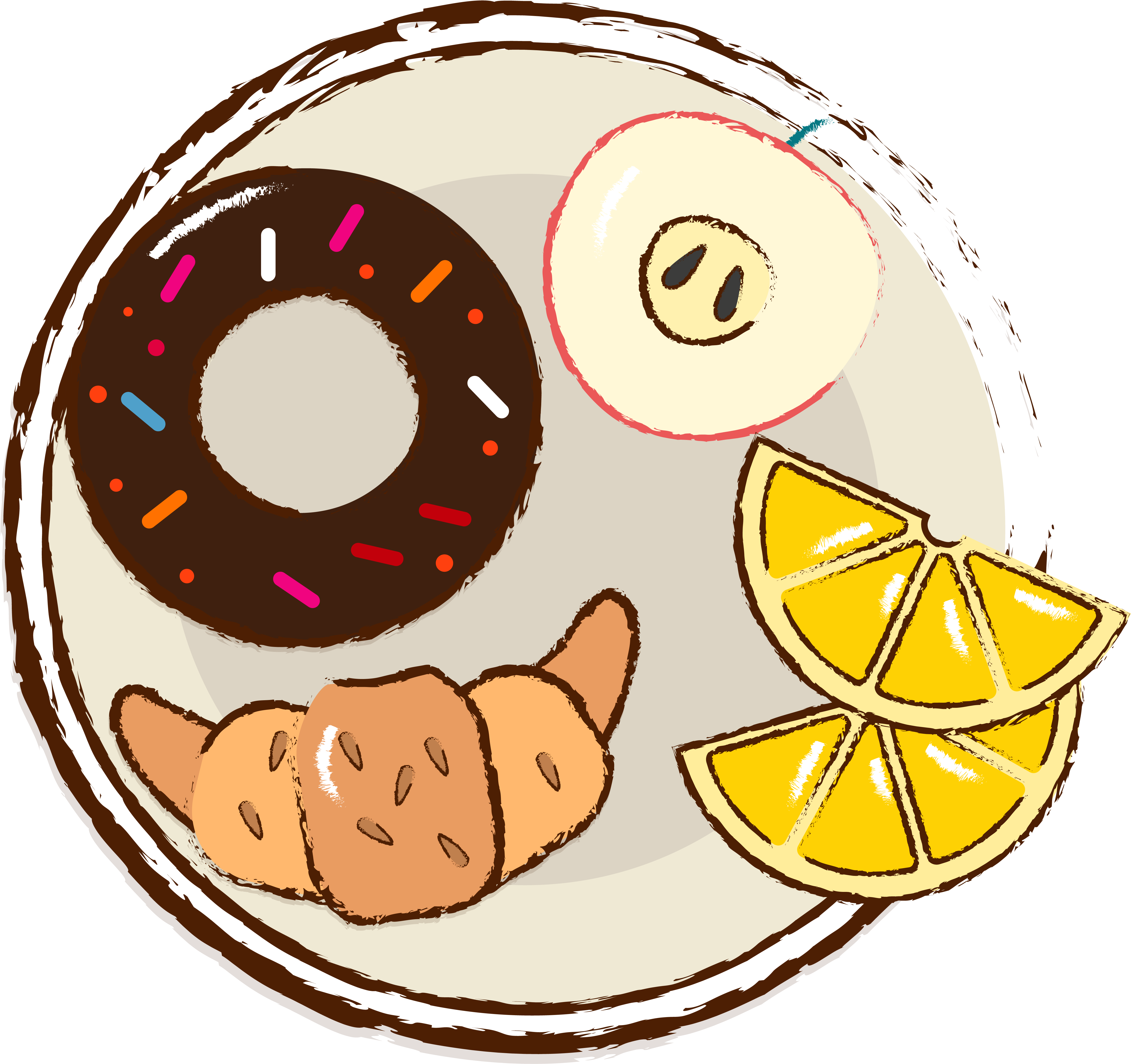 Donut Croissant Fruit Food Png And Vector Image (8334x8334), Png Download