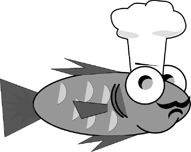 Chef, Cook, Cooking, Fish, Goldfish, Funny - Cartoon Fish Wearing A Chef Hat (800x638), Png Download