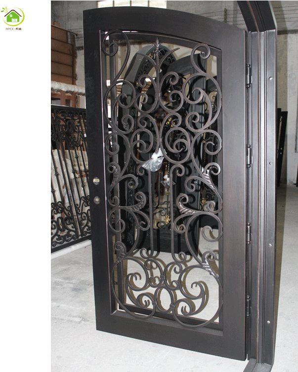 Low E Wrought Iron Entry Door Double Door With Frame - Gate (750x750), Png Download
