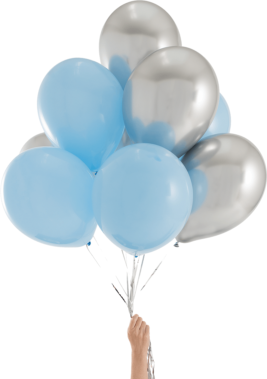 Elegant Blue & Silver Party Balloons - Balloon (1400x1400), Png Download