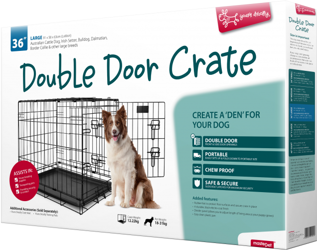 Yours Droolly Double Door Dog Crate 36 Inch - Dog Crate (750x750), Png Download