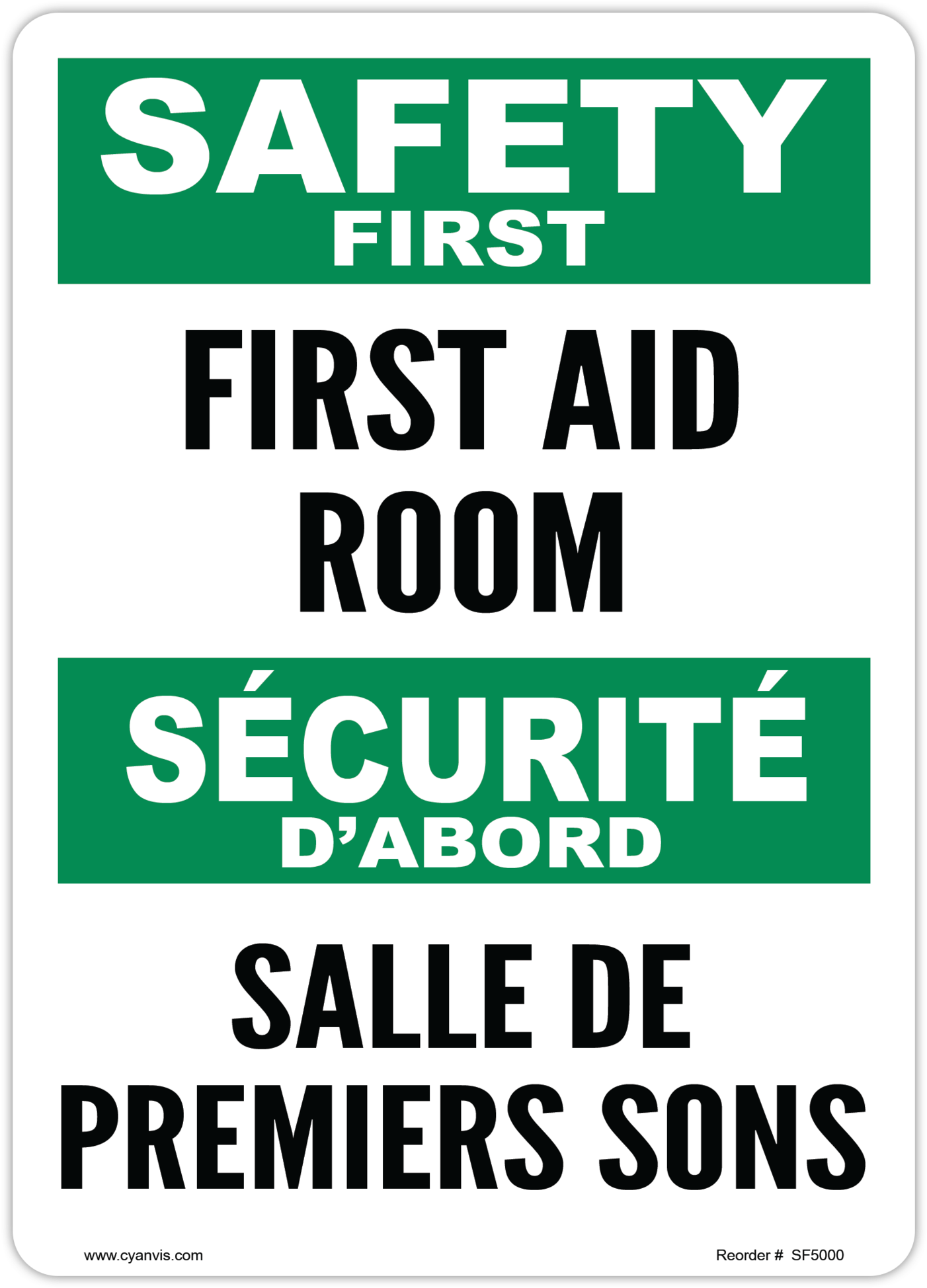 Safety Sign - Bilingual - Safety First - First Aid - Cpr Certified (1502x2048), Png Download