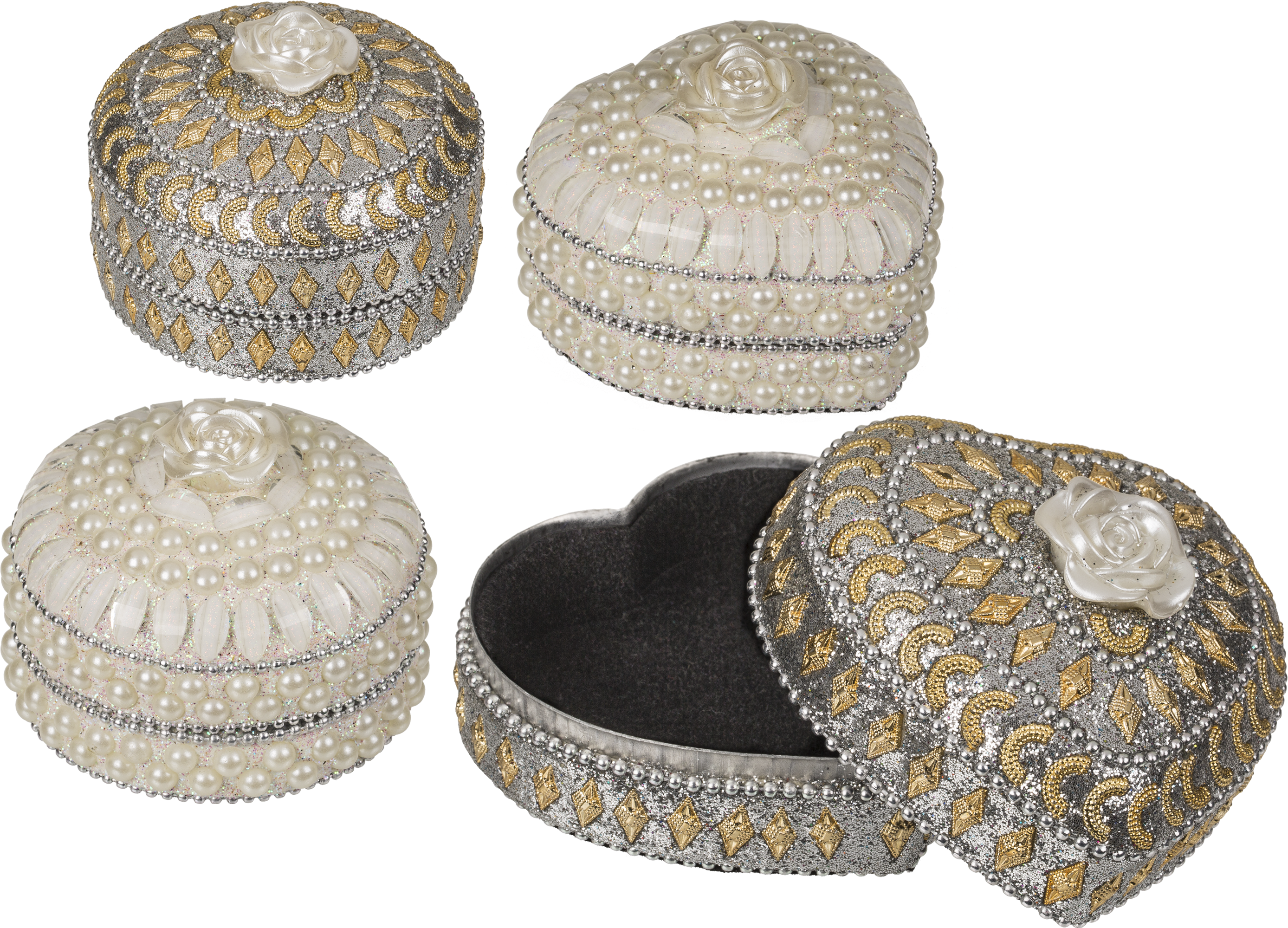 Joyero En Forma De Corazón Y Redondo Con Rosa Blanca - Coin Purse (2835x2126), Png Download