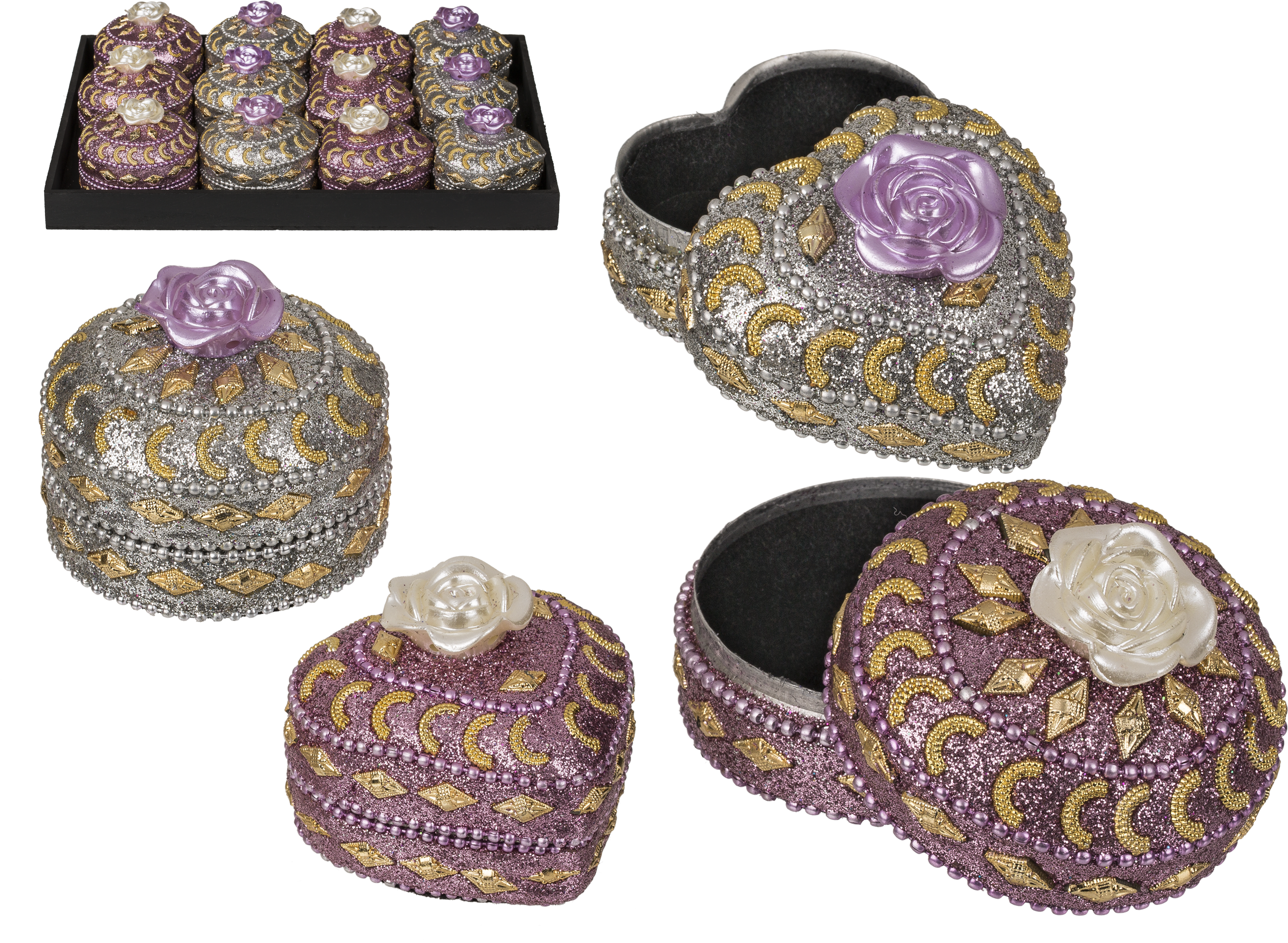 Joyero En Forma De Corazón & Redondo Con Rosa Blanca - Coin Purse (2835x2126), Png Download