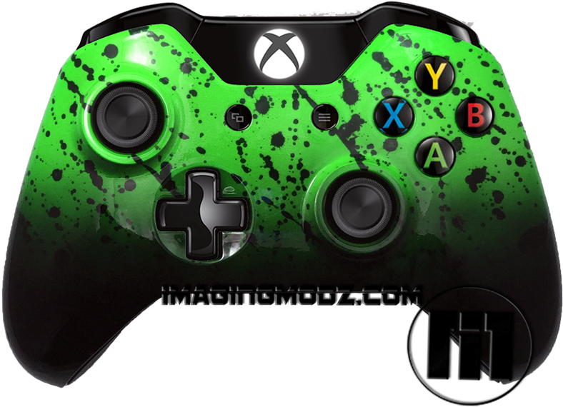 Fade Splatter Green Xbox One Controller - Neon Xbox One Controller (800x597), Png Download
