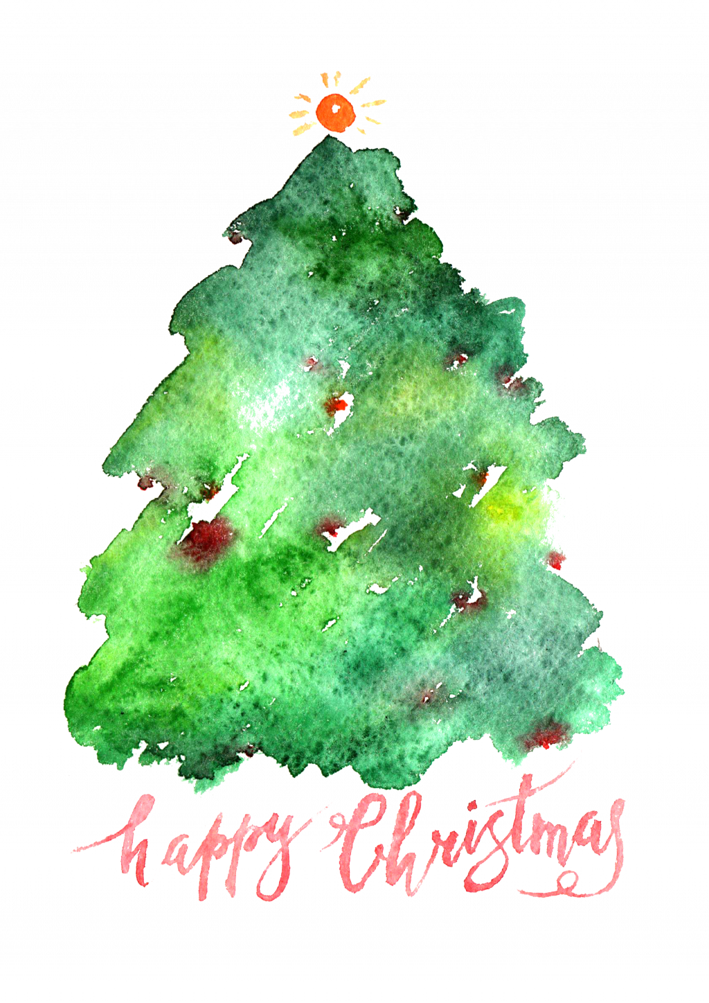 Santa Claus Christmas Tree Watercolor Painting Simple - Watercolor Evergreen Christmas Tree (1024x1448), Png Download