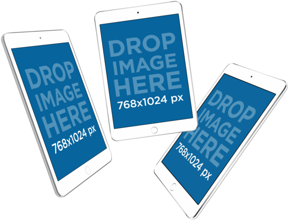 Responsive Mockup Of 3 Angled White Ipad Minis Over - Floating 3 Ipad Mockup Free (640x480), Png Download