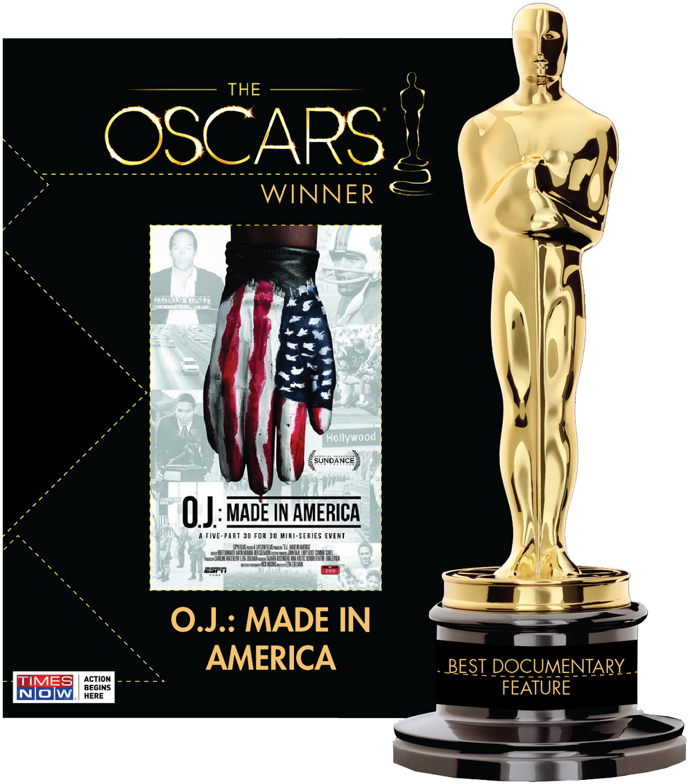 Oj Made In America Bags The Academy Award For The Best - Oscar Award (1031x1200), Png Download