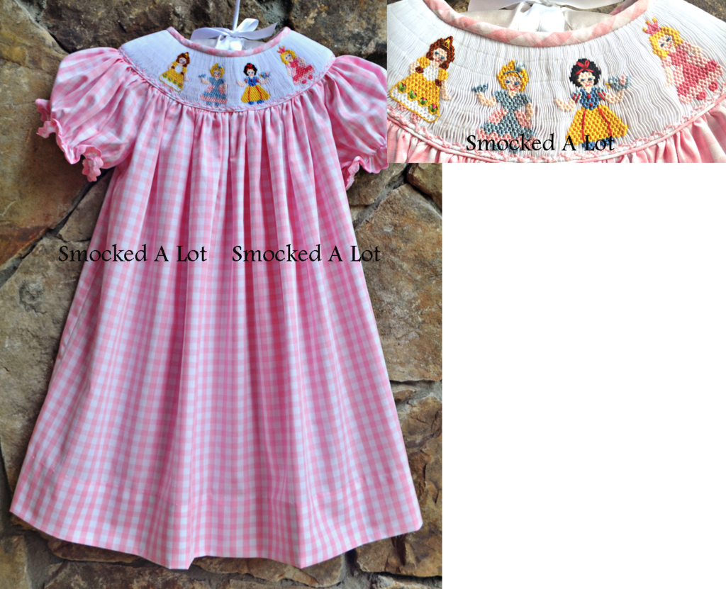 Smocked Princess Dress Pink Gingham Belle, Cinderella, - Princess Smocked Dress (1024x831), Png Download