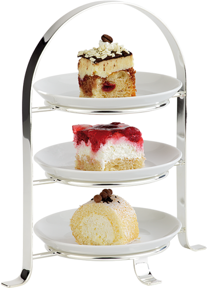 3 Tier Chrome Serving Stand Max Ø 17cm Plates - Aps Afternoon Tea Stand (600x600), Png Download