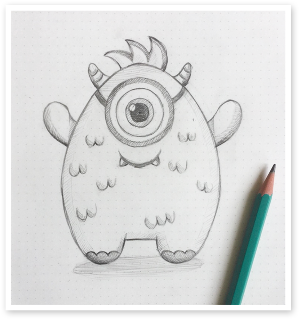Monster Sketch - Sketch (630x673), Png Download