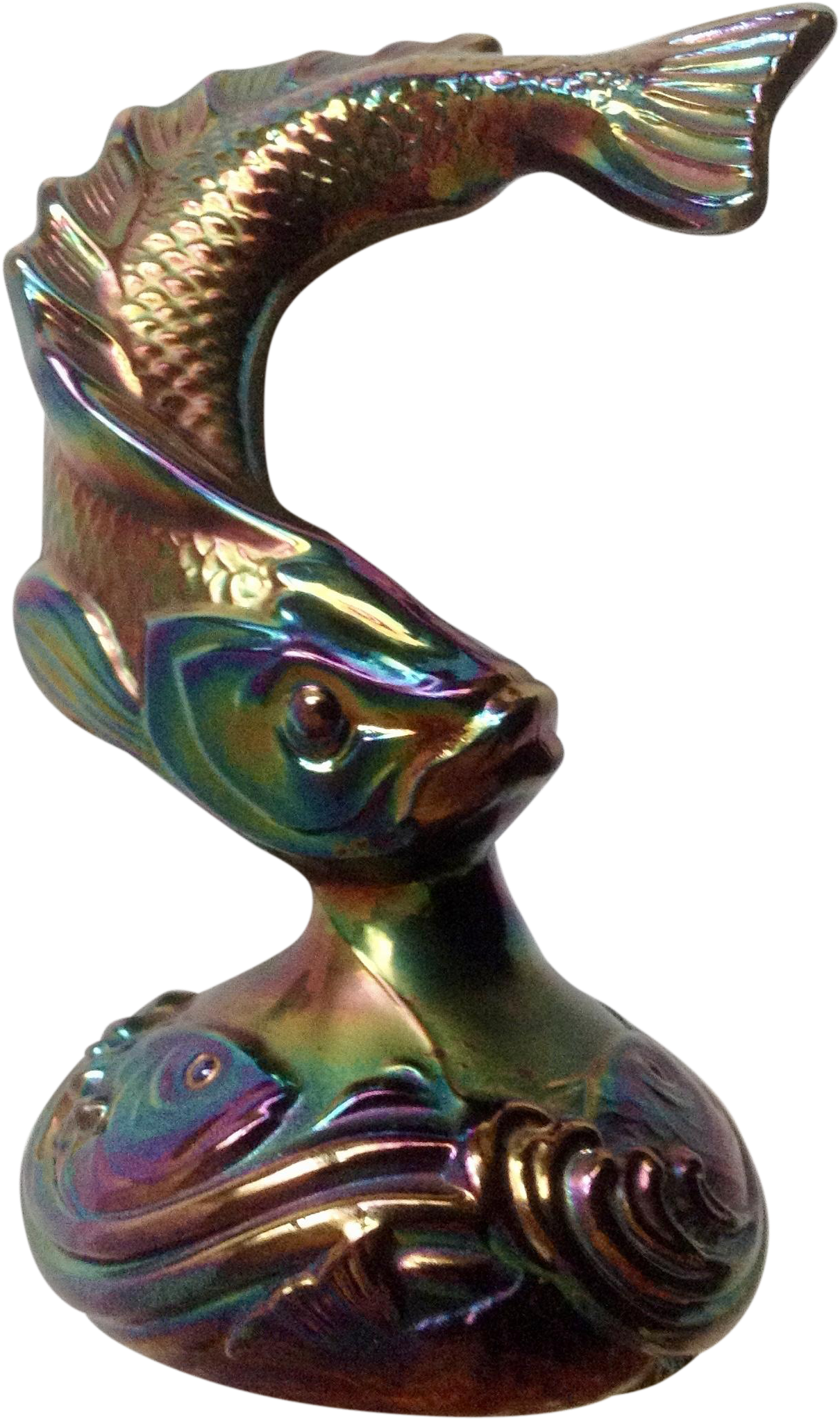 Gorgeous Fenton Iridescent Black, Blue And Purple Jumping - Statue (2041x2041), Png Download