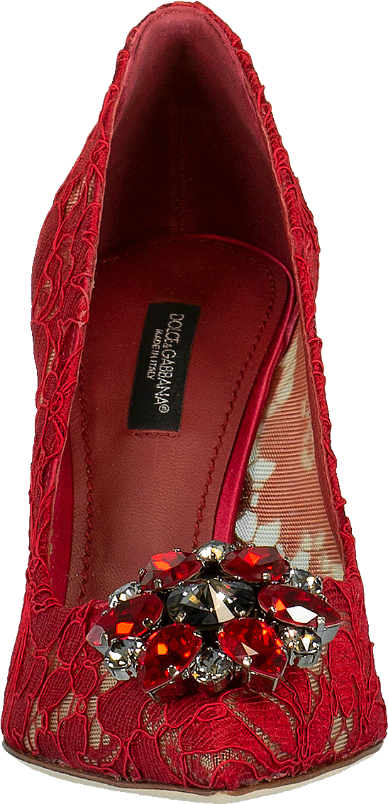 Dolce & Gabbana Decolletè Bellucci Red Lace With Application - Ballet Flat (960x1223), Png Download