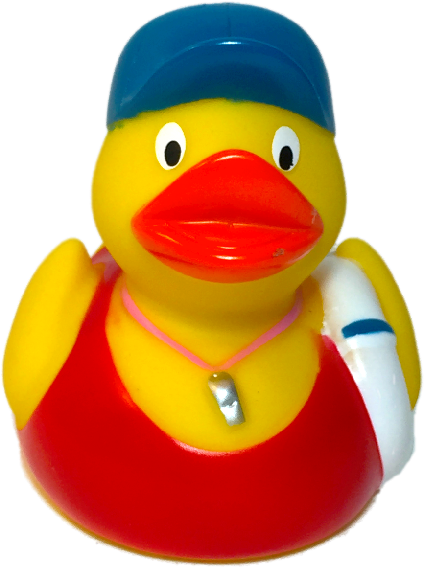 The Lifeguard Rubber Duck Has A Baseball Cap, Whistle, - Rubber Duck With Cap (1280x1280), Png Download