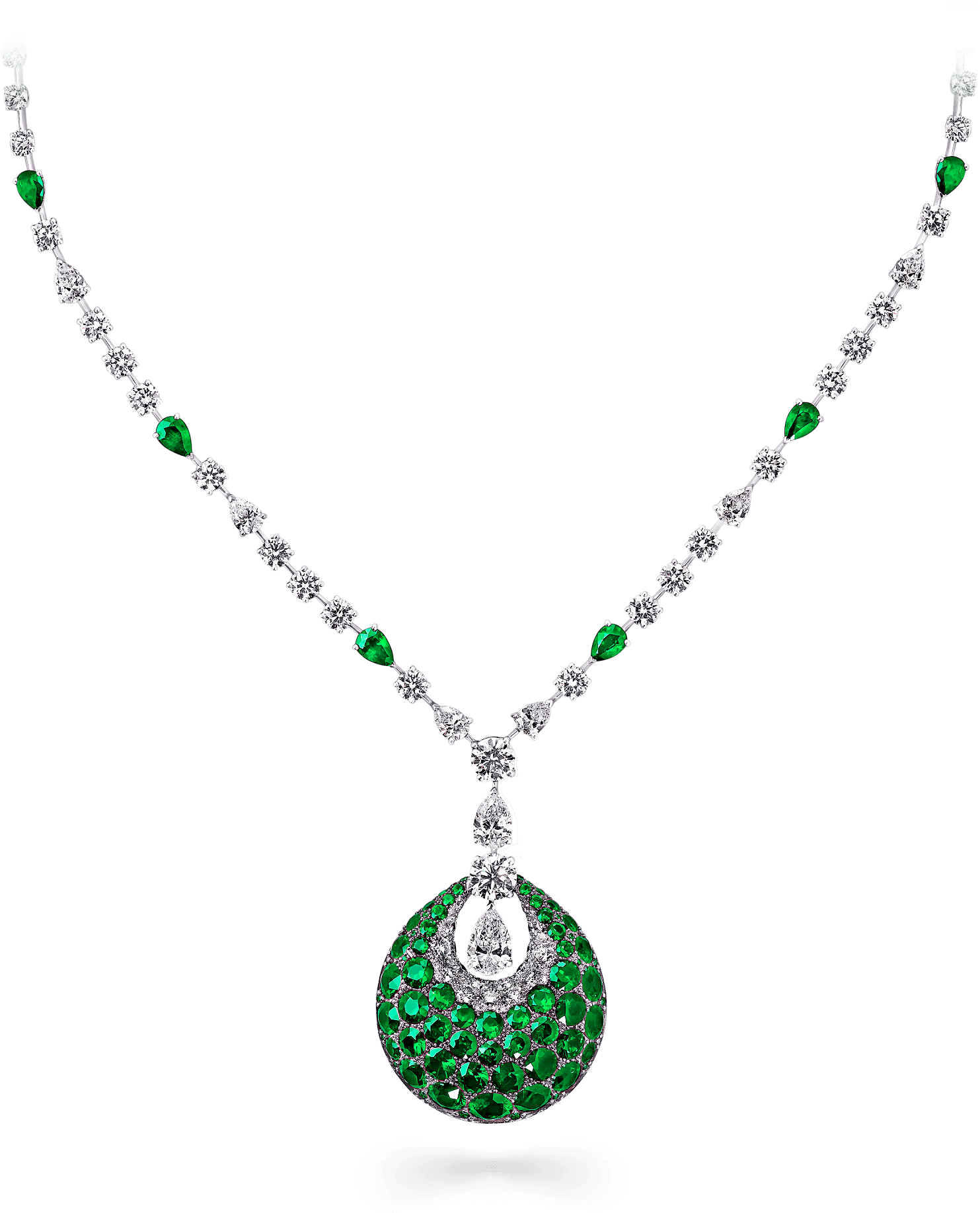 A Graff Bombe Classic Necklace Featuring A Tear Drop - Gold Mani Mangalsutra Design (2000x2000), Png Download