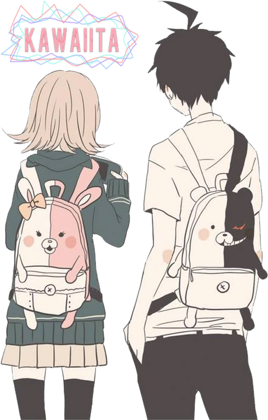 Couple Sticker - Chiaki Nanami And Hajime Hinata (1024x1460), Png Download
