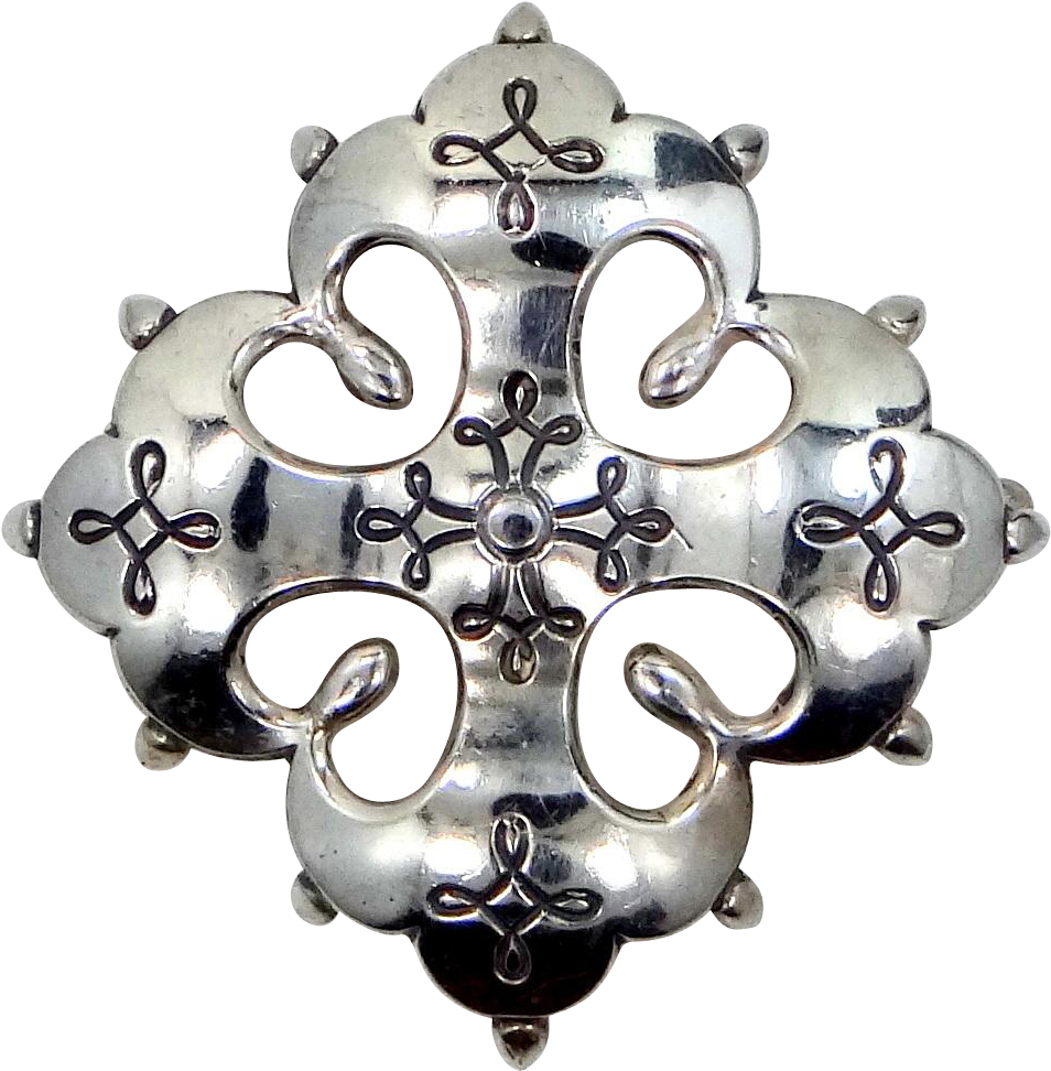 Vintage Kalevala Koru Sterling Silver Viking Shield - Cross (971x971), Png Download