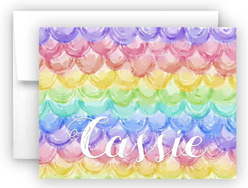 Rainbow Mermaid Scales Thank You Cards Note Card Stationery - Art Paper (828x630), Png Download
