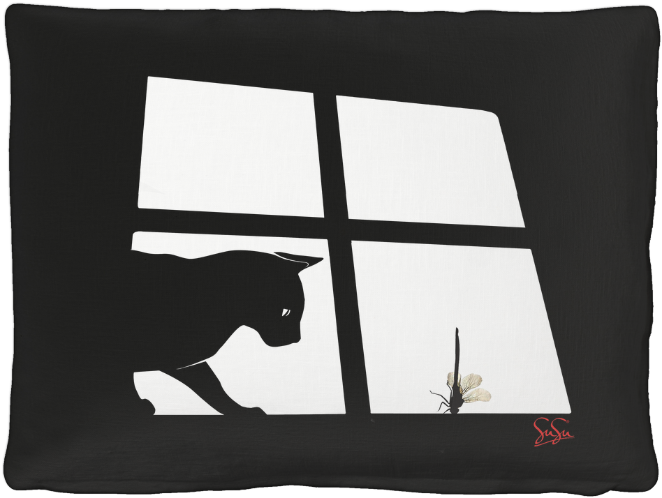 Dragonfly Cat Bed - Silhouette (1024x1024), Png Download