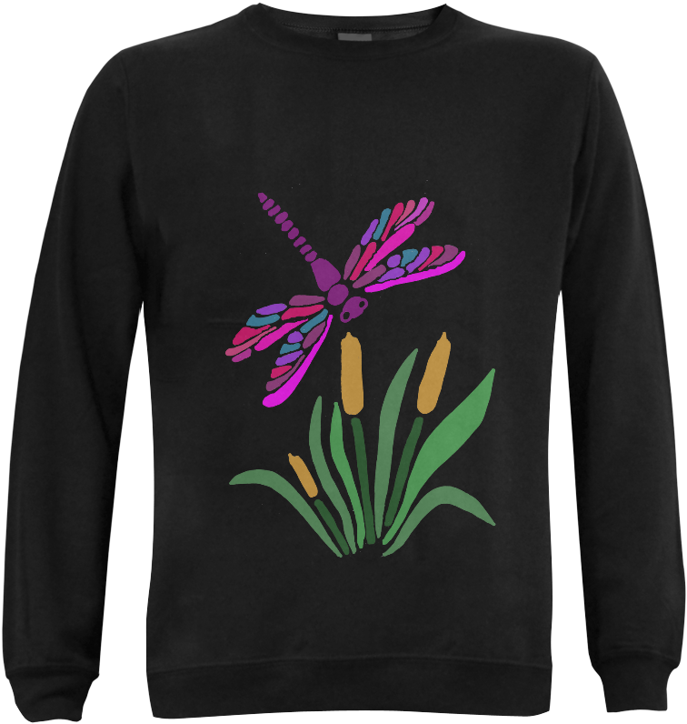 Colorful Dragonfly Abstract Art Gildan Crewneck Sweatshirt - Crew Neck (1000x1000), Png Download