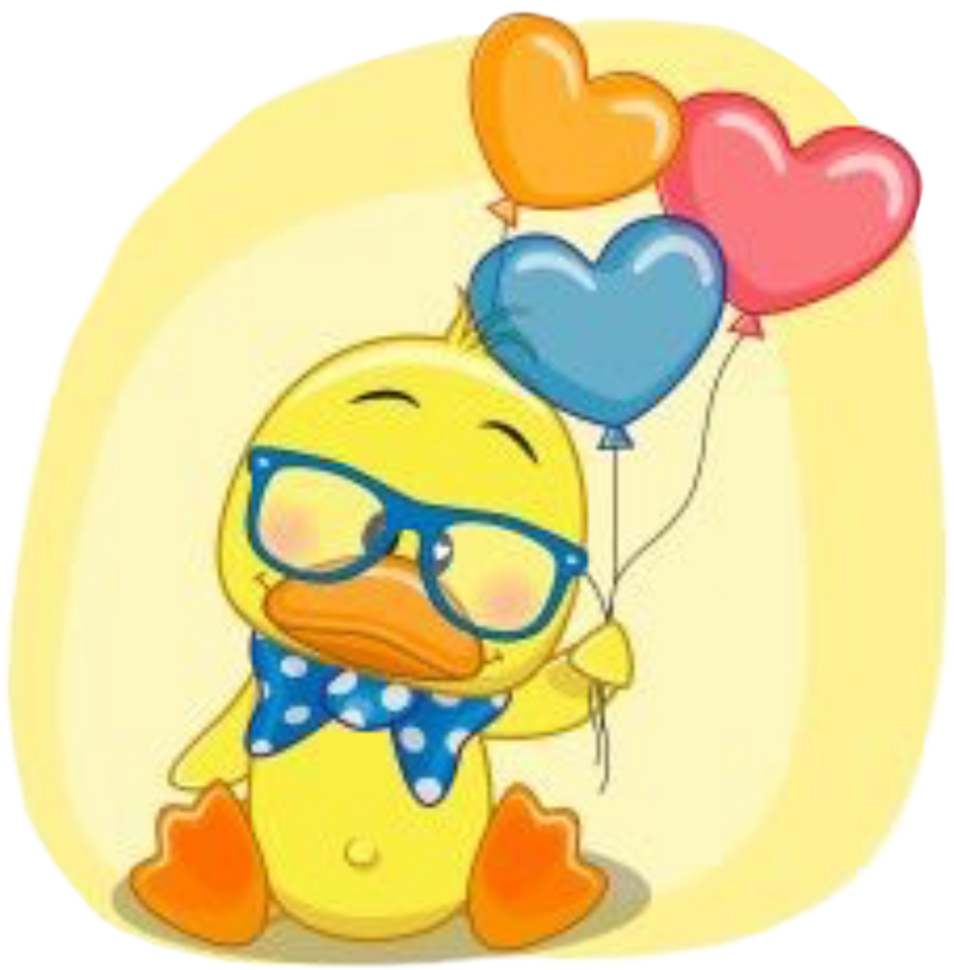 Duck Duckie Patito Yellow Balloons Freetoedit - Cartoon Ducks With Umbrella (1024x1024), Png Download