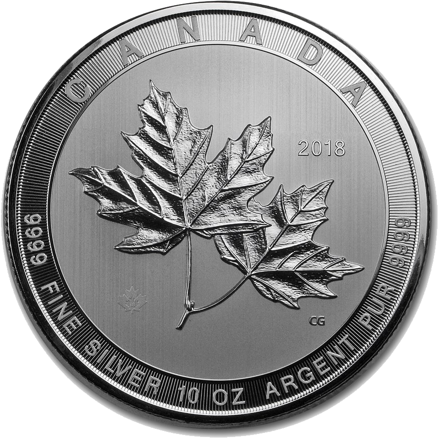 2018 Canadian Magnificent Maple Leaves 10oz Silver - 10 Oz Maple Leaf (900x900), Png Download