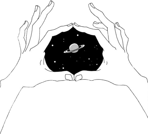 Grunge Space Aesthetic Hands Tumblr Drawing Planet (602x548), Png Download