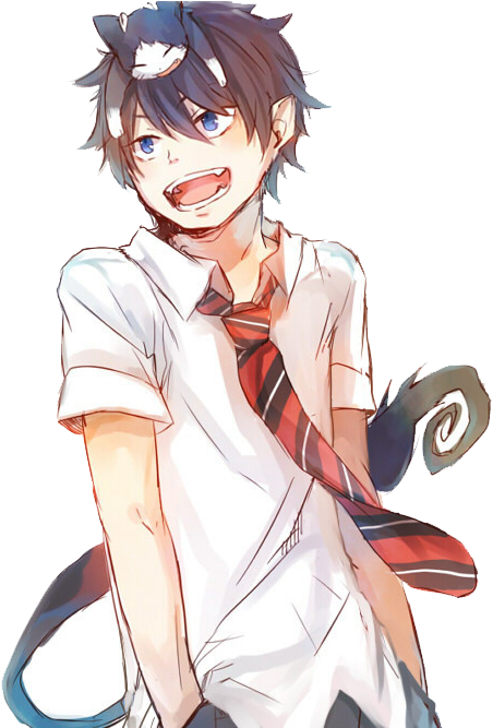 Rin Also Has A Demon Familiar Cat Sith, Kuro, Who Was - Cute Blue Exorcist Rin (500x666), Png Download