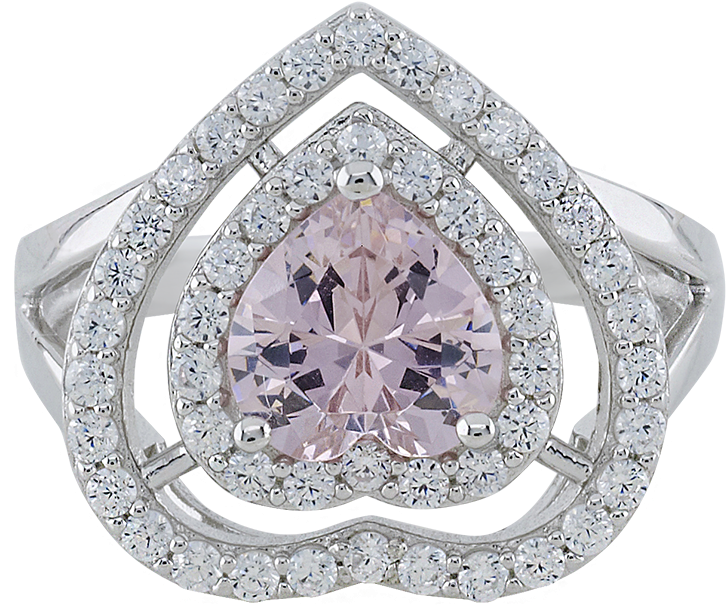 925 Silver Heart Of Pink Ring Online In India - Engagement Ring (1000x1000), Png Download