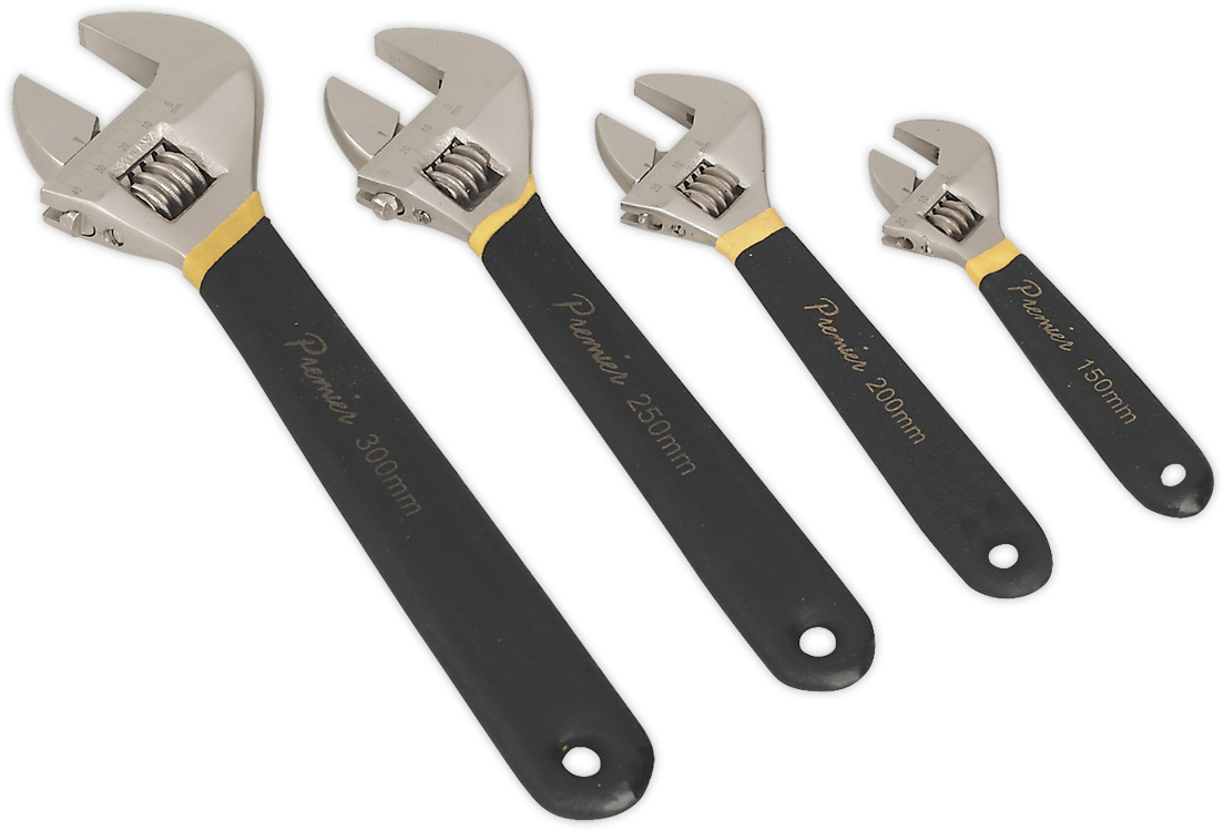 Adjustable Wrench Set 4pc Ni-fe Finish - Iron (1200x1200), Png Download