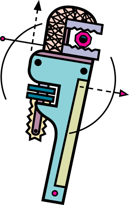 Vector Illustration Of Monkey Wrench Pipe Wrench Or (442x700), Png Download