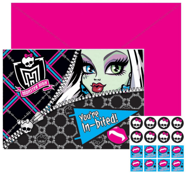Monster High Post Card Invitations 8 Ct Invites Girls - Monster High Invitations (640x640), Png Download