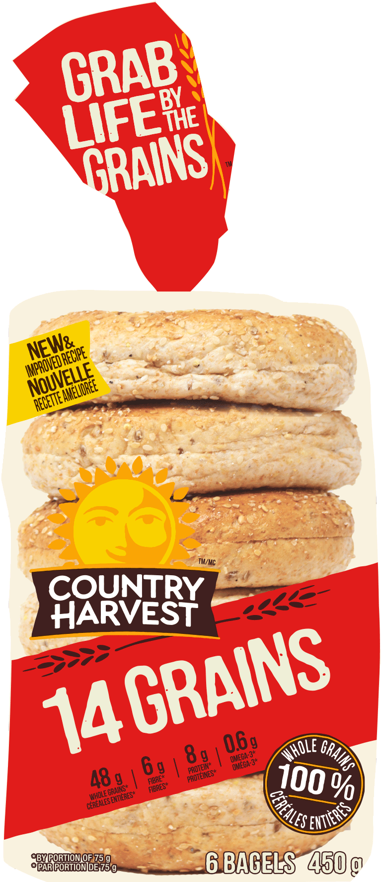 14 Grains Bagel Image - Bread (850x1848), Png Download