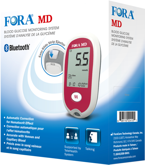 Fora Md Glucose Monitor Kit - Glucose Meter (588x600), Png Download