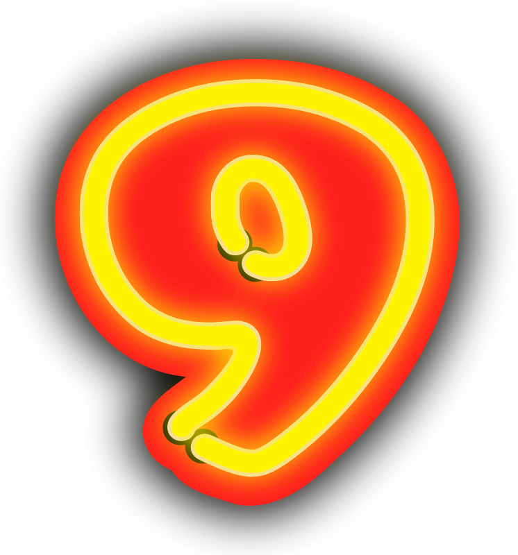 Neon Numerals - Number 9 Clipart (746x800), Png Download
